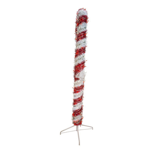 6' Pre-Lit Tinsel LED Candy Cane