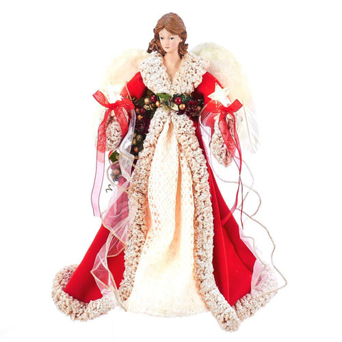 16“ UL 10-Light Red and Ivory Angel Treetop