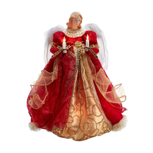 14“ UL 10-Light Red & Gold Angel Treetop