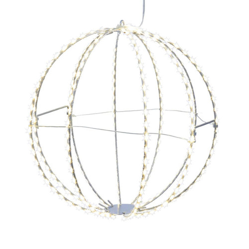 12“ 280-Light Warm White Micro LED Foldable Silver Metal Sphere