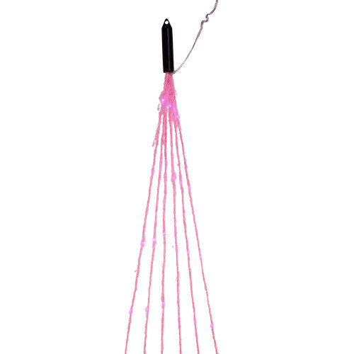 7' 120-Light Pink Fuzzy Multi-Strand With Pink LED Cascade Light