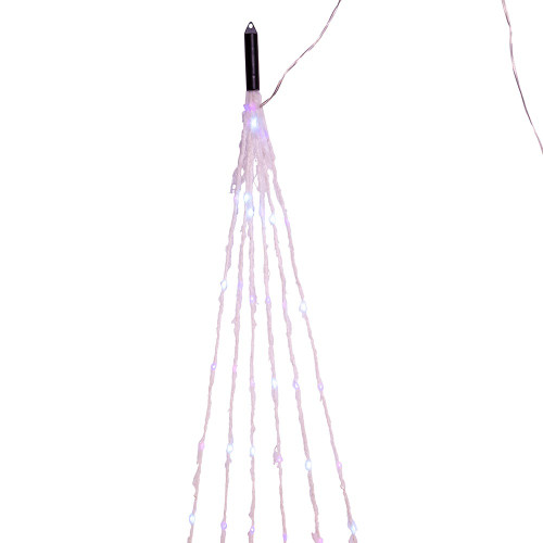 7' 120-Light White Fuzzy Multi-Strand With Pink, Teal and Purple LED Cascade Light