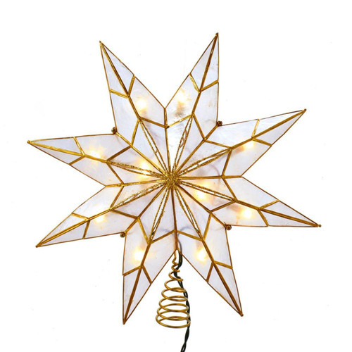 14“ UL 10-Light Capiz Gold Star Treetop