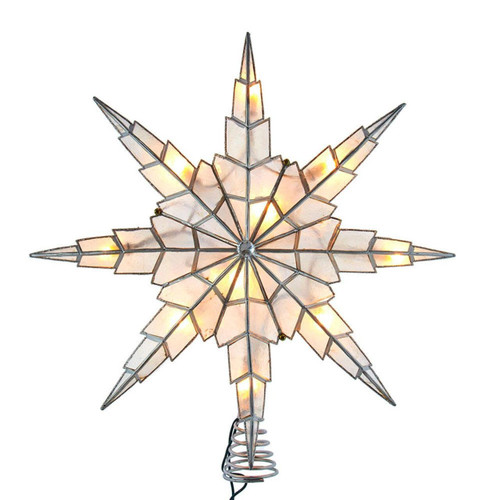 15“ UL 10-Light Capiz Silver Star Treetop