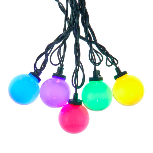 9' UL 10L Multicolor LED Opaque G50 Light Set With Green Wire