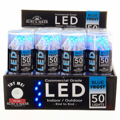24.5' UL 50L Blue Frost 5MM LED White Wire Light Set
