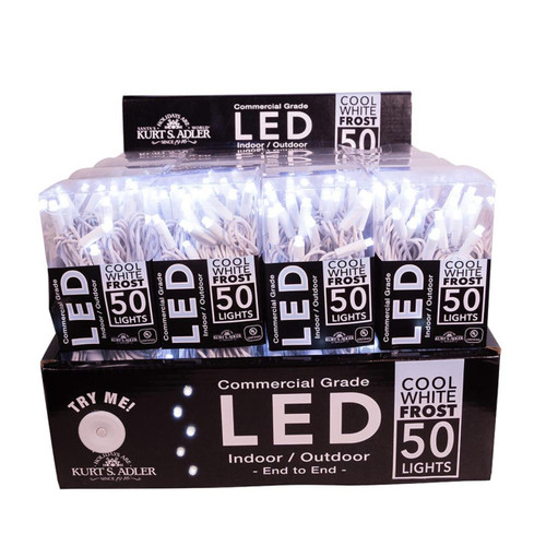 24.5' UL 50L Cool White Frost 5MM LED White Wire Light Set