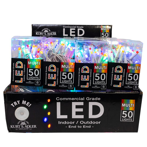 24.5' UL 50L Multicolored 5MM LED Connectible Light Set With White Wire