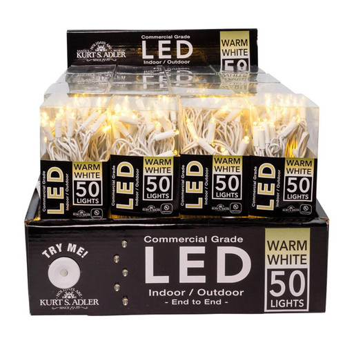 24.5' UL 50L Warm White 5MM LED White Wire Light Set