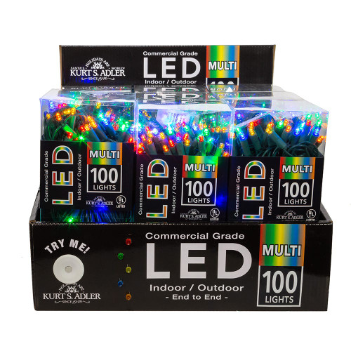 49.5' UL 100L 5MM Multicolored LED Green Wire Light Set