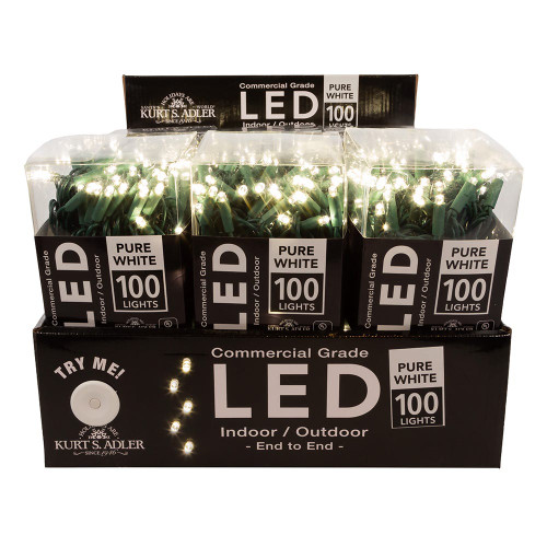 49.5' UL 100L Pure White 5MM LED Connectible Light Set With Green Wire