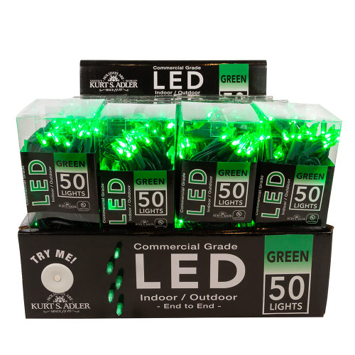 24.5' UL 50-Light Green Mini LED Green Wire Light Set