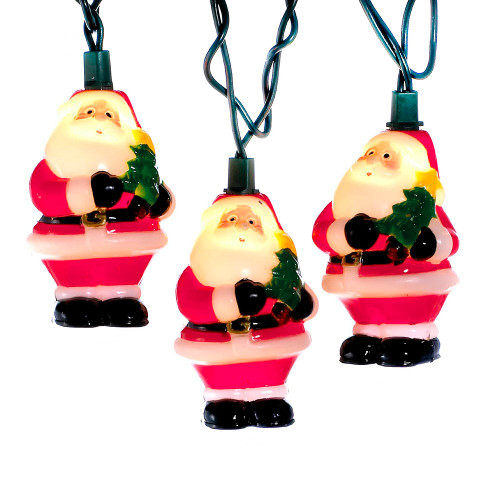 9' UL 10L Santa With Christmas Tree Light Set