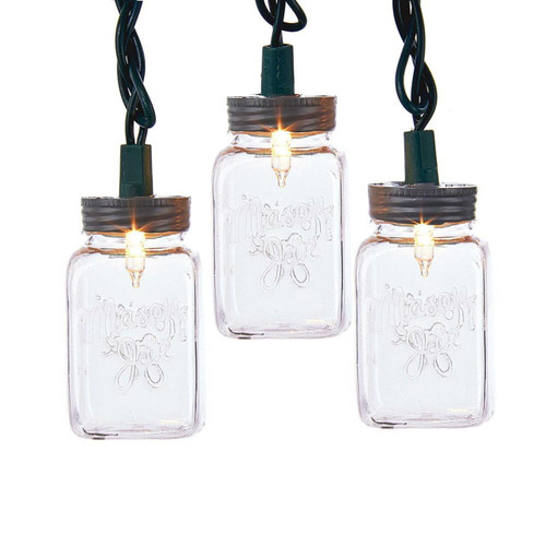 9' UL 10L Clear Mason Jar Light Set