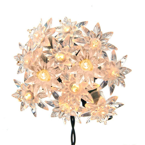15.5' UL 20-Light Clear Flower Green Wire Light Set