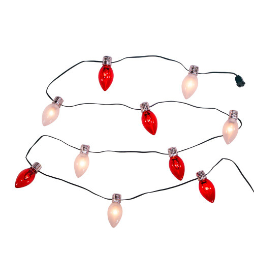 9' UL 10L Red & White Giant C7 Bulb Light Set