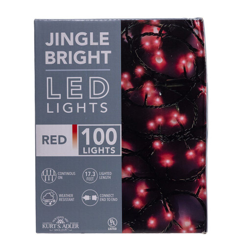 16.5' UL 100L Red LED Green Wire Jingle Bright™ Light Set