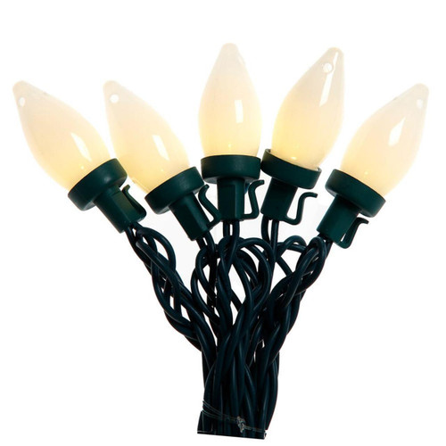 66' 100L Warm White LED Opaque C7 String Lights On Spool