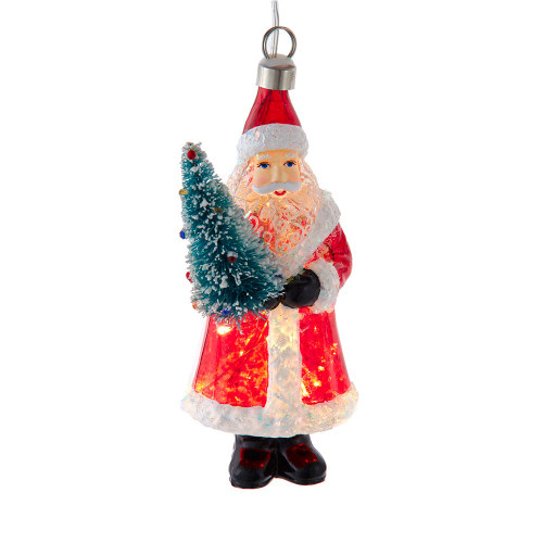 Glass Illuminated Gems USB Warm White LED Fairy Light Santa Ornament