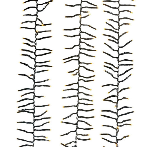 65' 2,000L Warm White 3MM LED Multifunction Cluster Garland With Green Wire