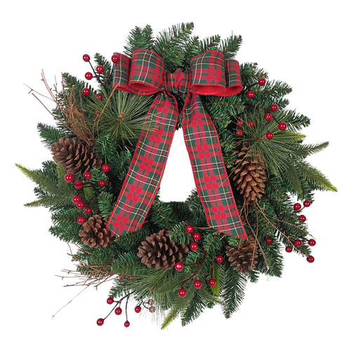 24" Decorated Unlit Green Wreath