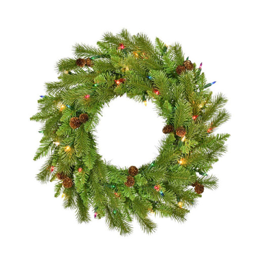 24“ Pre-Lit Multicolor Incandescent Pinecone Wreath
