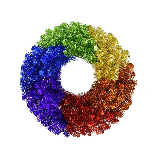 24“ Un-Lit Foil Rainbow Pride Wreath