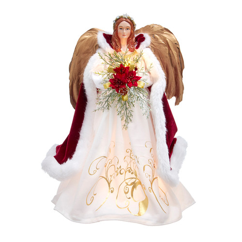 16" UL 10-Light Ruby Pomegranate Angel Treetop