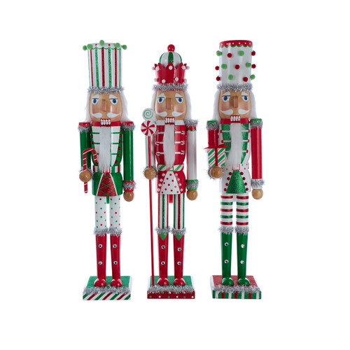 24" Red, Green & White Nutcrackers, 3 Assorted