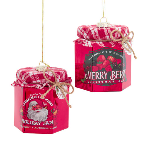 Glass Holiday Jam Ornaments, 2 Assorted