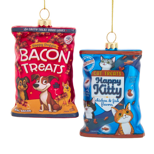 Glass Pet Treats Ornaments, 2 Assorted