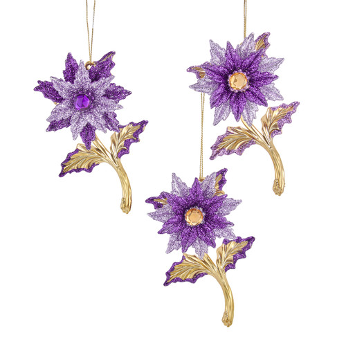 Poinsettia Ornaments, 3 Assorted