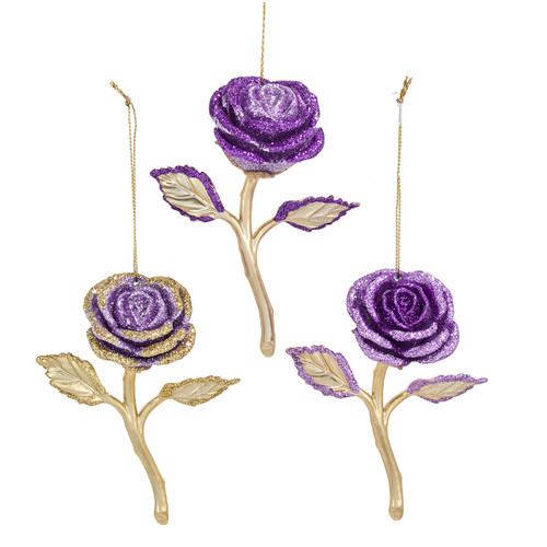 Rose Ornaments, 2 Assorted