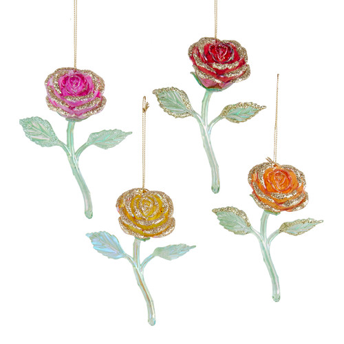 Rose Ornaments, 4 Assorted