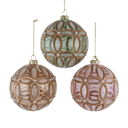 Glass Pastel Ball Ornaments, 3 Assorted