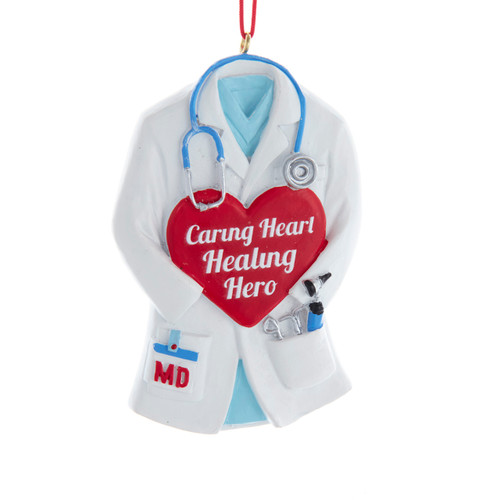 "Caring Heart Healing Hero" Doctors Coat Ornament