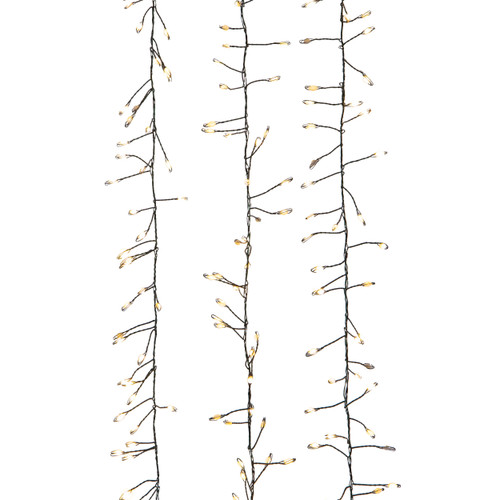 9.8' 300L Warm White Superbright Twinkle LED Green Wire Cluster Garland