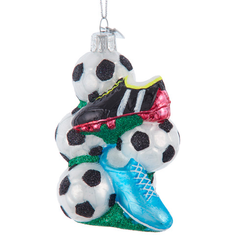 Noble Gems™ Glass Soccer Balls With Shoes Ornament