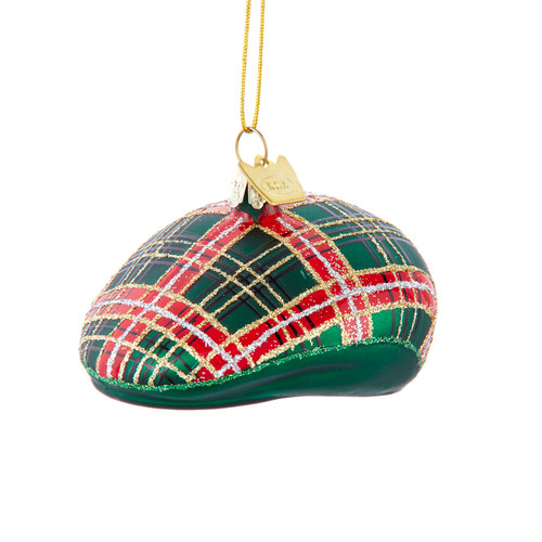 Noble Gems™ Glass Plaid Flat Cap Ornament