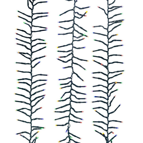 16' 480L Multicolor 3MM LED Multifunction Cluster Garland With Green Wire