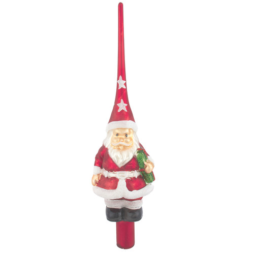 12.2" Glass Red Santa Finial Treetop