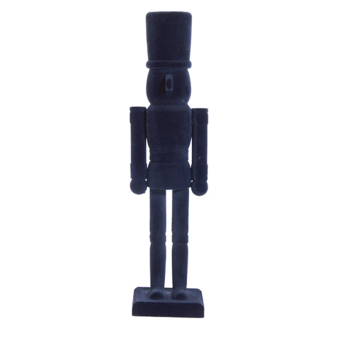 15" Flocked Black Nutcracker 