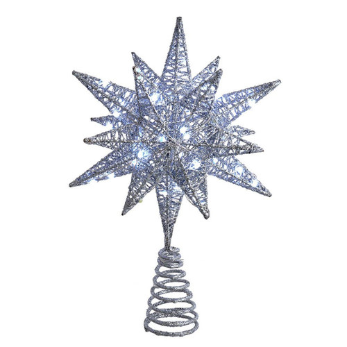 11“ 60L Cool White Twinkling Superbright LED Silver Starburst Treetop