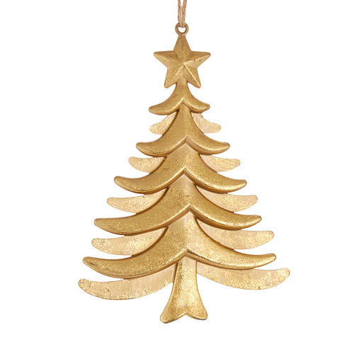 Gold Flat Tree Ornaments, 2 Assorted