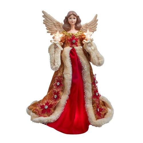 16" UL 10-Light Holiday Diamonds Angel Treetop