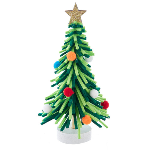 6" Decorated Green Glittered Christmas Tree Table Piece