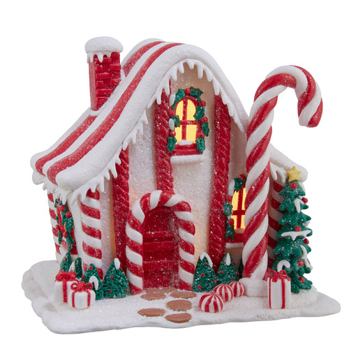 7" Battery Operated LED Candy Cane Lane House 
