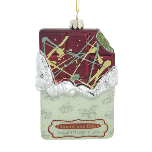 Glass Dubai Pistachio Chocolate Bite Ornament