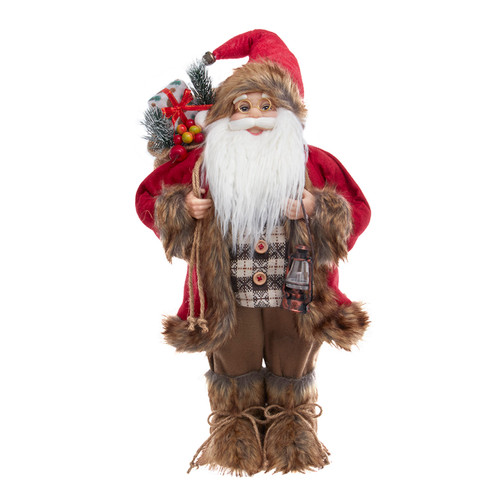 18" Standing Santa With Sack & Lantern 