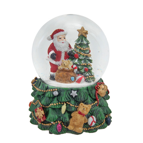 100MM Musical Santa With Tree Water Globe